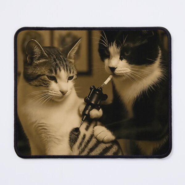 Item preview, Surreal Cats Tattoo Parody Dark Humor Cinematic Illustration designed and sold by Phil Ben.