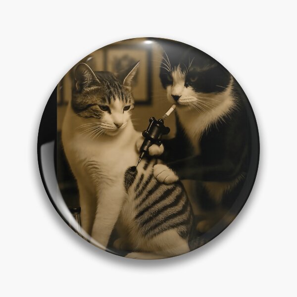 Item preview, Surreal Cats Tattoo Parody Dark Humor Cinematic Illustration designed and sold by Phil Ben.