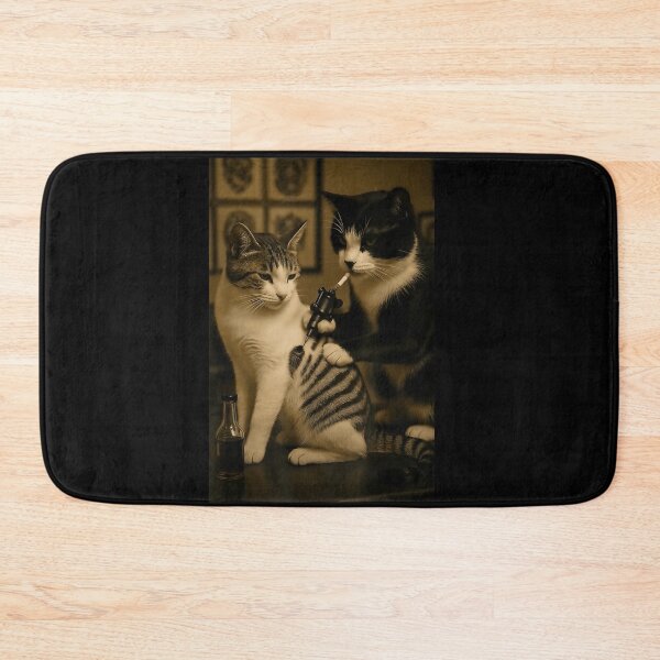 Item preview, Surreal Cats Tattoo Parody Dark Humor Cinematic Illustration designed and sold by Phil Ben.