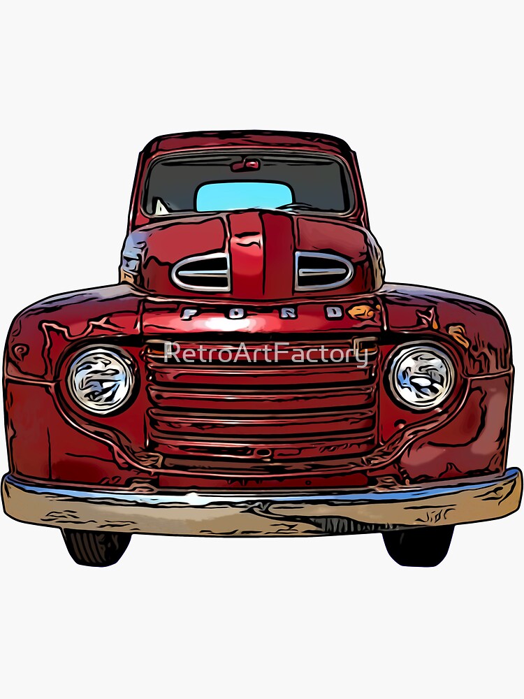 Red Vintage Truck 1940s by RetroArtFactory