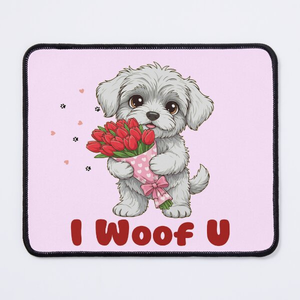 Item preview, I Woof U Puli Puppy with Flowers – Sweet Dog Love Design designed and sold by The Real Life Symphony.