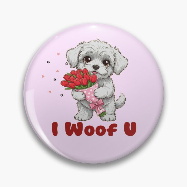 Item preview, I Woof U Puli Puppy with Flowers – Sweet Dog Love Design designed and sold by The Real Life Symphony.