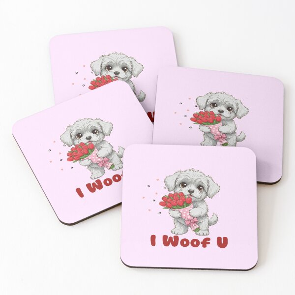Item preview, I Woof U Puli Puppy with Flowers – Sweet Dog Love Design designed and sold by The Real Life Symphony.