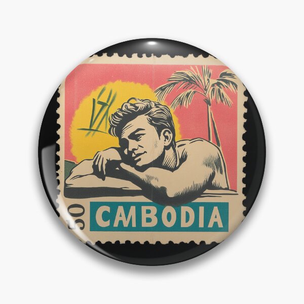 Item preview, Vintage Cambodia Postage Stamp Art - Mid-Century Tropical Paradise designed and sold by tiigerdad.