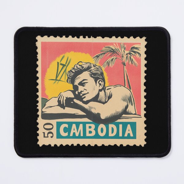 Item preview, Vintage Cambodia Postage Stamp Art - Mid-Century Tropical Paradise designed and sold by tiigerdad.