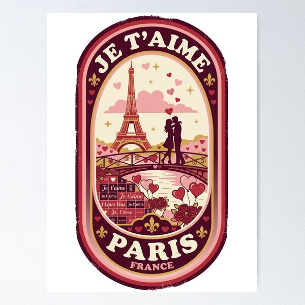 Item preview, JE T'AIME PARIS - romantic French phrase designed and sold by buycostarica.