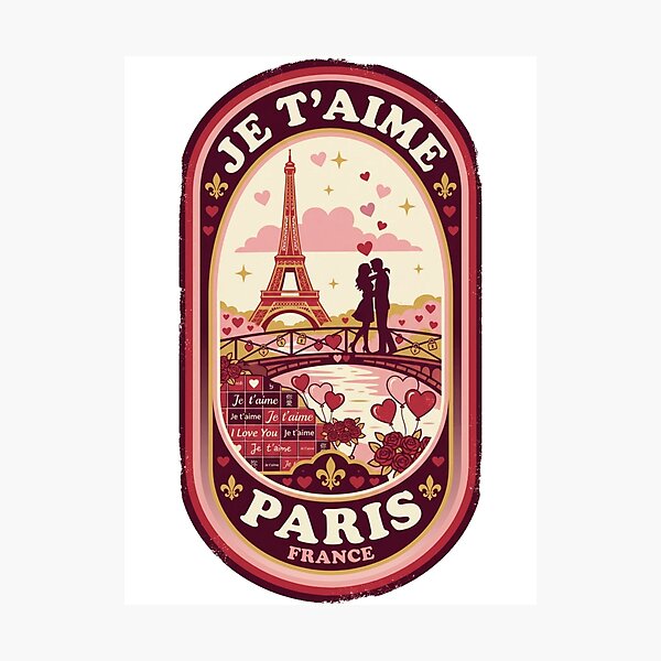 Item preview, JE T'AIME PARIS - romantic French phrase designed and sold by buycostarica.