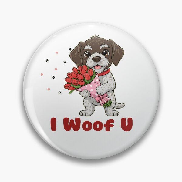 Item preview, I Woof U German Wirehaired Pointer Puppy with Flowers – Sweet Dog Love Design designed and sold by The Real Life Symphony.
