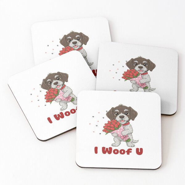 Item preview, I Woof U German Wirehaired Pointer Puppy with Flowers – Sweet Dog Love Design designed and sold by The Real Life Symphony.