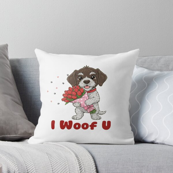Item preview, I Woof U German Wirehaired Pointer Puppy with Flowers – Sweet Dog Love Design designed and sold by The Real Life Symphony.