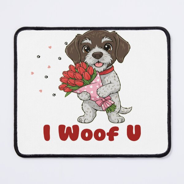 Item preview, I Woof U German Wirehaired Pointer Puppy with Flowers – Sweet Dog Love Design designed and sold by The Real Life Symphony.