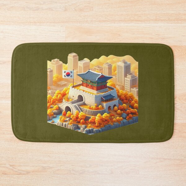 Item preview, Suwon Munan Gate Pavilion Autumn – Cute 3D Hwaseong Fortress Label with Korean Flag ,  designed and sold by PaintMeWorld.