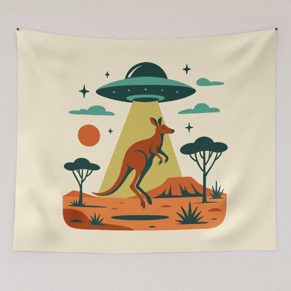 Item preview, Mid-century Modern Kangaroo Being Abducted by Aliens designed and sold by Ghost on Toast.