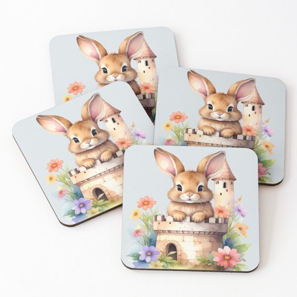 Item preview, Cute brown rabbit at the flower castle designed and sold by LiskoDesign.