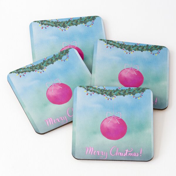 Item preview, Merry Christmas Pink Ornament Leafy Garland  designed and sold by HydrangeaDelMar.