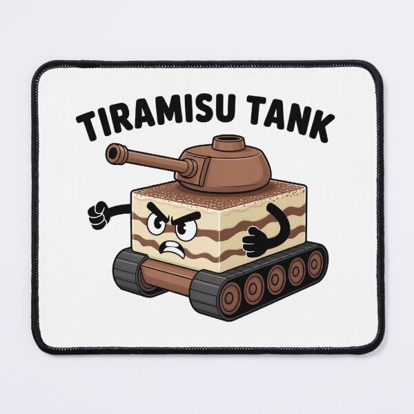 Item preview, Tiramisu Tank – Funny Cartoon Dessert Military Illustration designed and sold by VividOrganica.