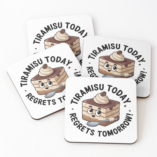 Item preview, Tiramisu Today, Regrets Tomorrow – Cute Cartoon Dessert Sticker Design designed and sold by VividOrganica.