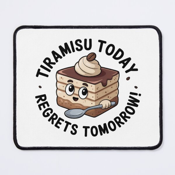 Item preview, Tiramisu Today, Regrets Tomorrow – Cute Cartoon Dessert Sticker Design designed and sold by VividOrganica.