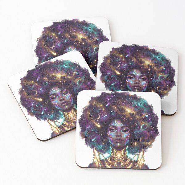 Item preview, Afro-Futurist Queen Galaxy Hair Gold Jewelry designed and sold by Everyday Epics.