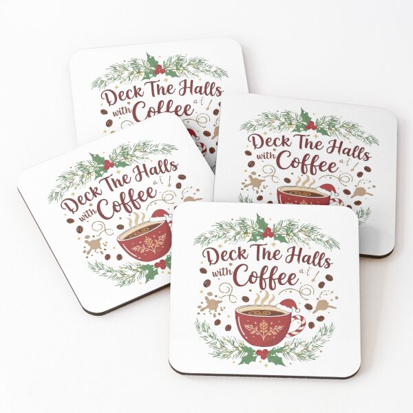Item preview, Deck the Halls with Coffee – Funny Christmas Coffee Lover Design designed and sold by RonBear-Designs.