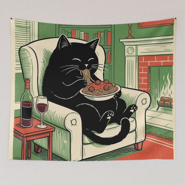 Item preview, More Spaghetti Less Upsetti Funny Cat designed and sold by Gourmet Neko Art | .