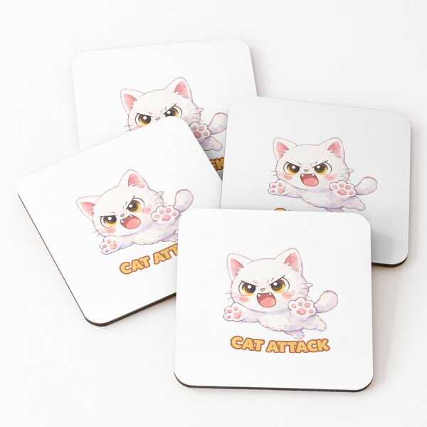 Artikelvorschau, Katzenangriff – Niedlicher Kawaii-Aufkleber mit wütender Katze entworfen und verkauft von moyjoystudio.