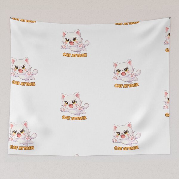 Item preview, Cat Attack – Cute Kawaii Angry Cat Sticker designed and sold by moyjoystudio.
