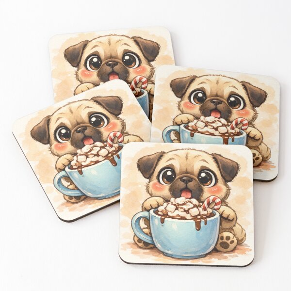 Item preview, Cute Pug with Hot Chocolate – Cozy Winter Dog designed and sold by Darlin8888.