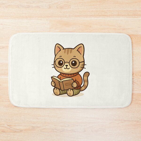 Item preview, Cute Reading Cat Cartoon designed and sold by HoopeStylee.