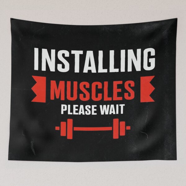 Item preview, Funny Fitness Quote - Installing Muscles Please Wait - Gym Motivation Design for Workout Lovers designed and sold by Bright Nest Studio.