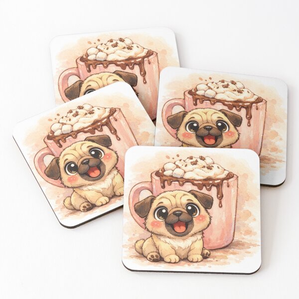 Item preview, Cute Pug with Hot Chocolate – Cozy Winter Mug designed and sold by Darlin8888.