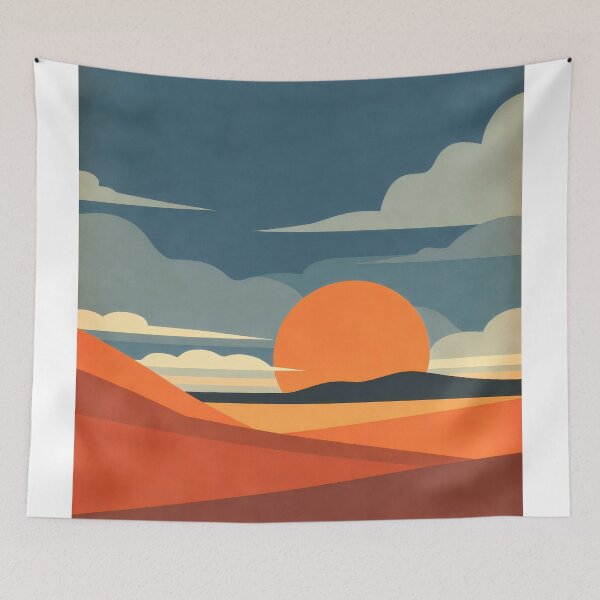 Item preview, Sunset over desert landscape with mountains in the background and clouds in the sky, captured during dusk designed and sold by SpaceartLilu.