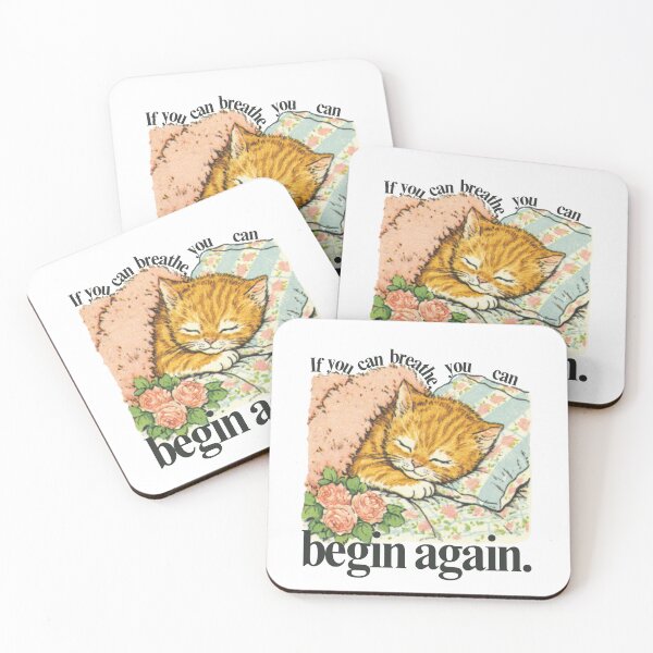 Item preview, Sleeping Cat with Flowers Encouraging Quote Art designed and sold by baucestudio.