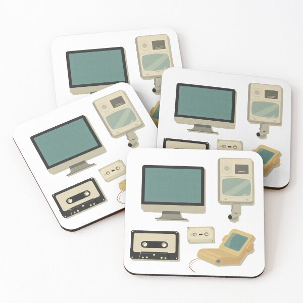Item preview, Vintage technology collection featuring a monitor, camera, tape, and chair arranged together on a light background designed and sold by SpaceartLilu.