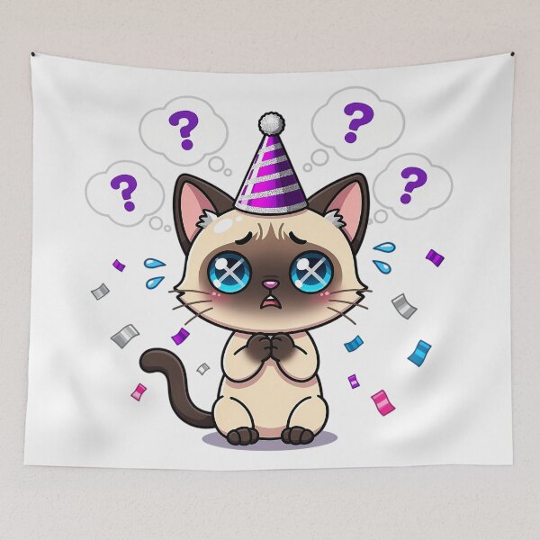 Item preview, Siamese Cat Overthinking New Year Vow Chibi Sarcastic Holiday Funny Cat Design designed and sold by GiftsForge.