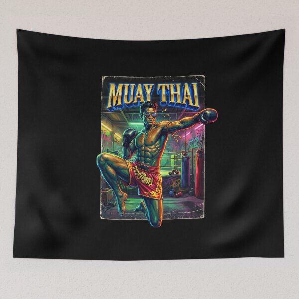 Item preview, Muay Thai Fighter Retro Neon Aesthetic - Thailand Kickboxing designed and sold by Thai-Era-Shop.