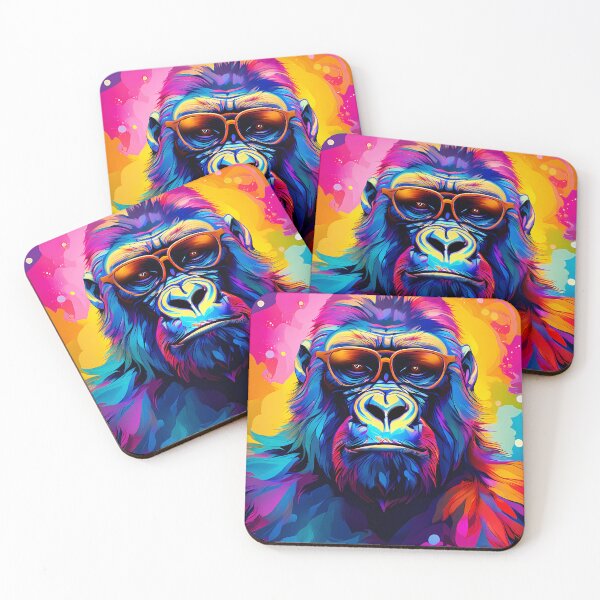 Item preview, Colorful gorilla with sunglasses portrait designed and sold by Mianku | Für das Leben.