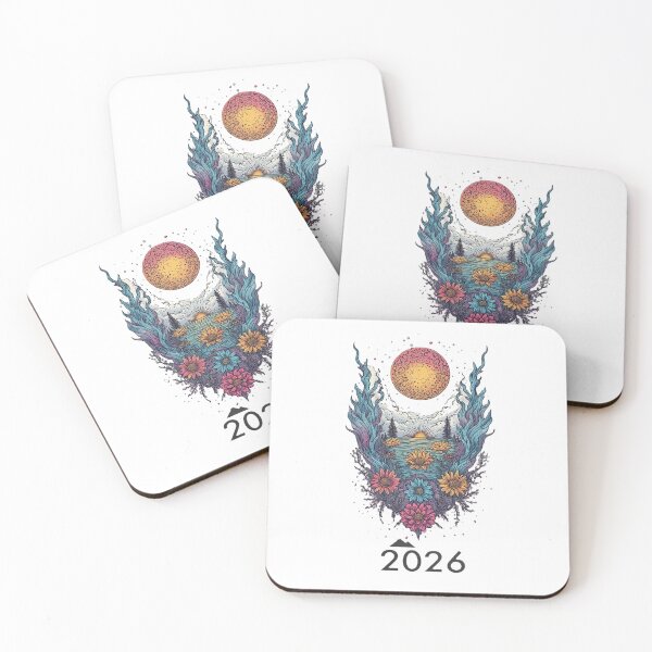 Item preview, Vintage 2026 New Year | Cosmic Nature: Psychedelic Sun & Flowers designed and sold by Mido-artister.