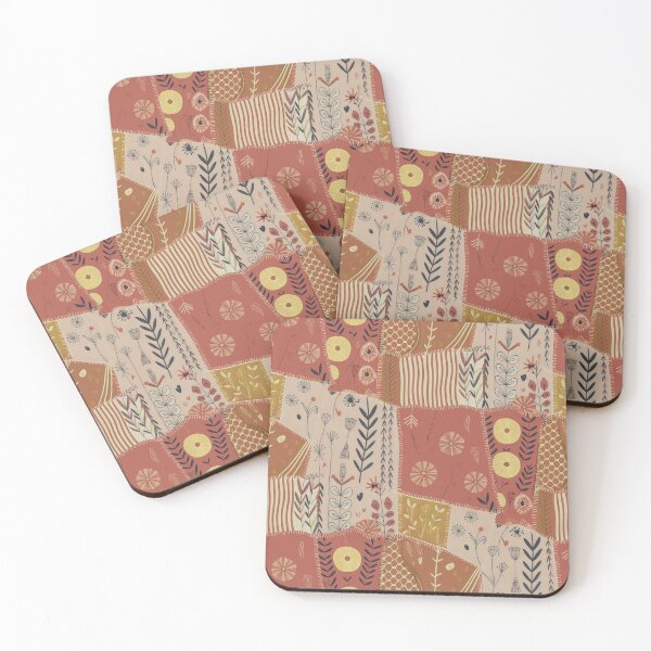 Item preview, Botanical Patchwork Design with Earthy Colors and Abstract Textile Collage designed and sold by SplashTastic.