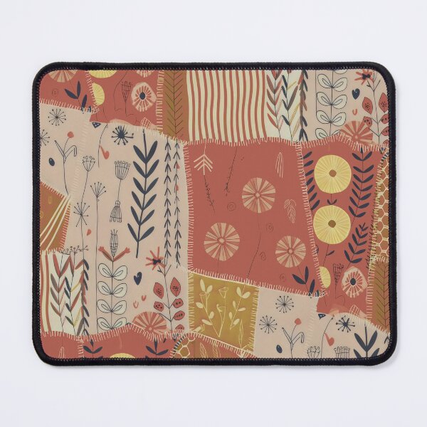Item preview, Botanical Patchwork Design with Earthy Colors and Abstract Textile Collage designed and sold by SplashTastic.