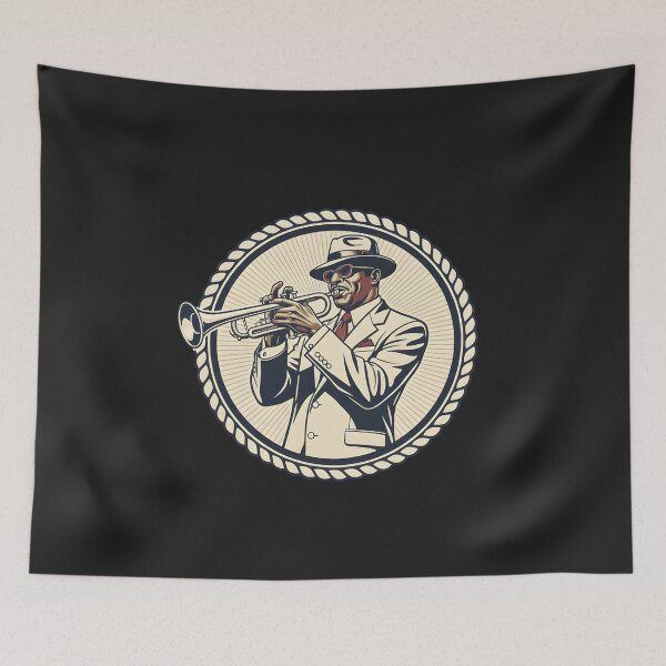 Item preview, Vintage Trumpet Player Rope Border Design designed and sold by hexenor.