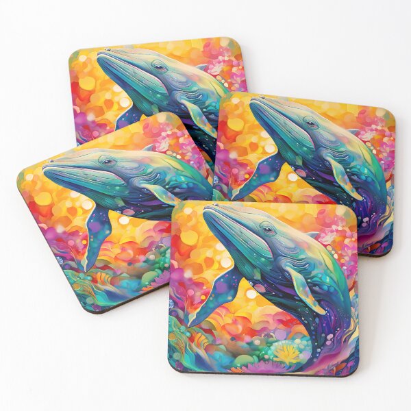 Item preview, Colorful whale swims in the ocean designed and sold by Mianku | Für das Leben.