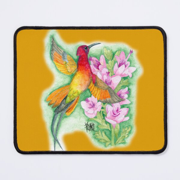 Item preview, Crimson Topaz Hummingbird with Pink Flowers designed and sold by Jesus Vichareli.