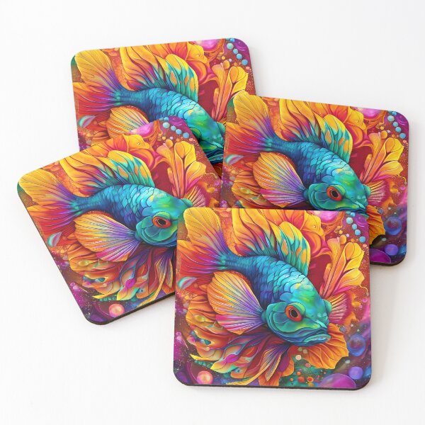 Item preview, Colorful fish in an abstract floral world designed and sold by Mianku | Für das Leben.