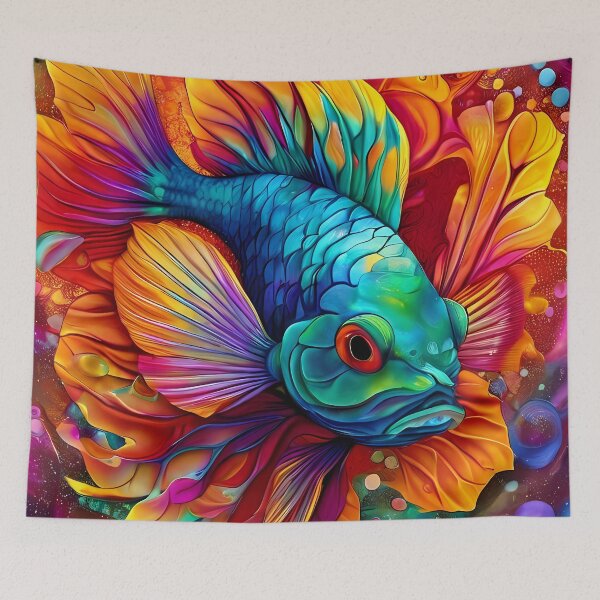Item preview, Colorful fish in an abstract floral world designed and sold by Mianku | Für das Leben.