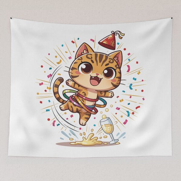 Item preview, Bengal Cat Wild Fail New Year Chibi Funny Sarcastic Spotted Cat Holiday Design designed and sold by GiftsForge.