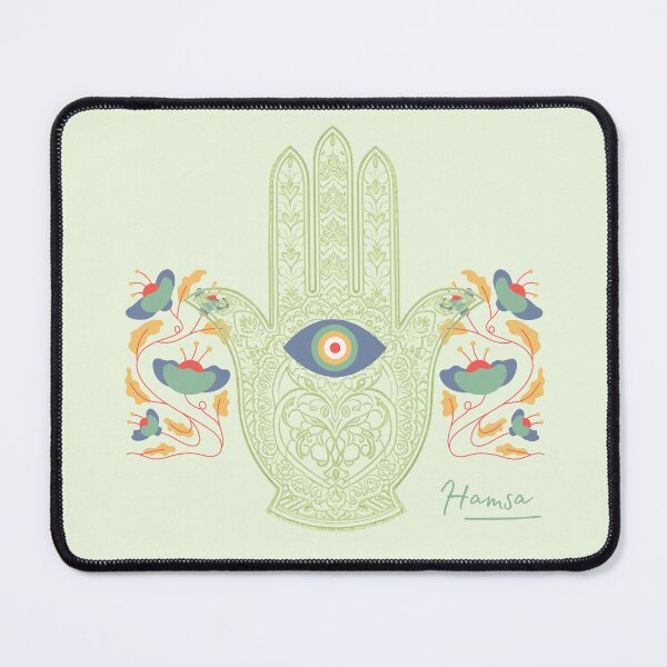 Item preview, Green Hamsa with Protective Eye and Flowers – Spiritual Symbol of Protection and Harmony designed and sold by JuanaDesigns.