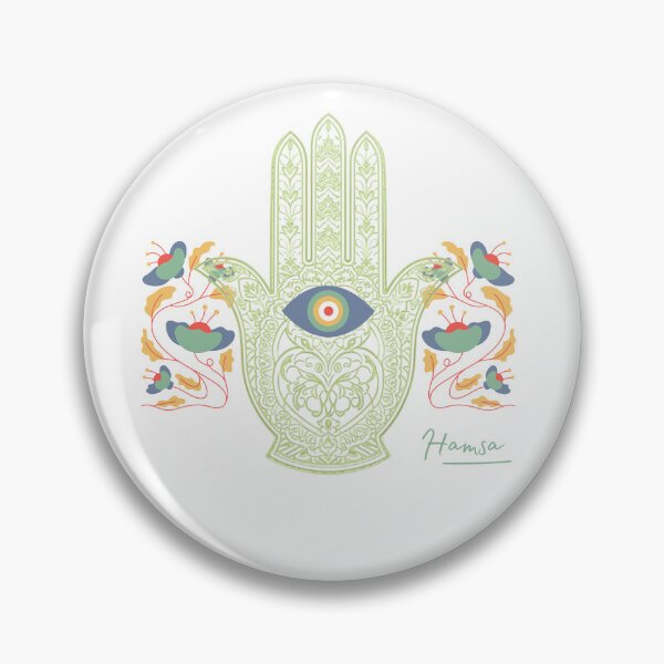 Item preview, Green Hamsa with Protective Eye and Flowers – Spiritual Symbol of Protection and Harmony designed and sold by JuanaDesigns.