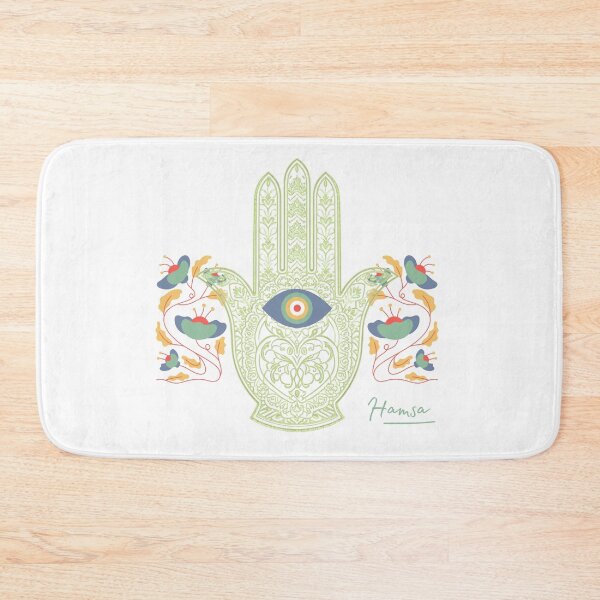 Item preview, Green Hamsa with Protective Eye and Flowers – Spiritual Symbol of Protection and Harmony designed and sold by JuanaDesigns.