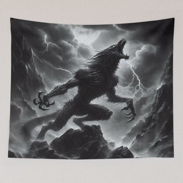 Item preview, Gothic Black Shuck Werewolf: Dark Fantasy Storm Cryptid designed and sold by FaresTes.